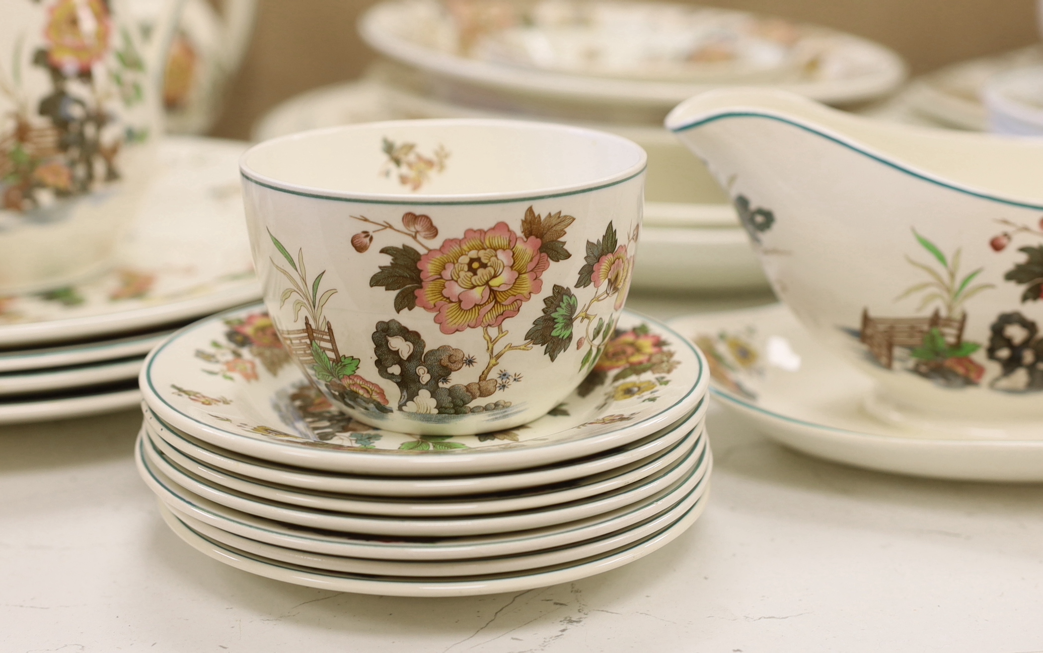 A Wedgwood ‘Eastern flowers’ pattern tea and part dinner service